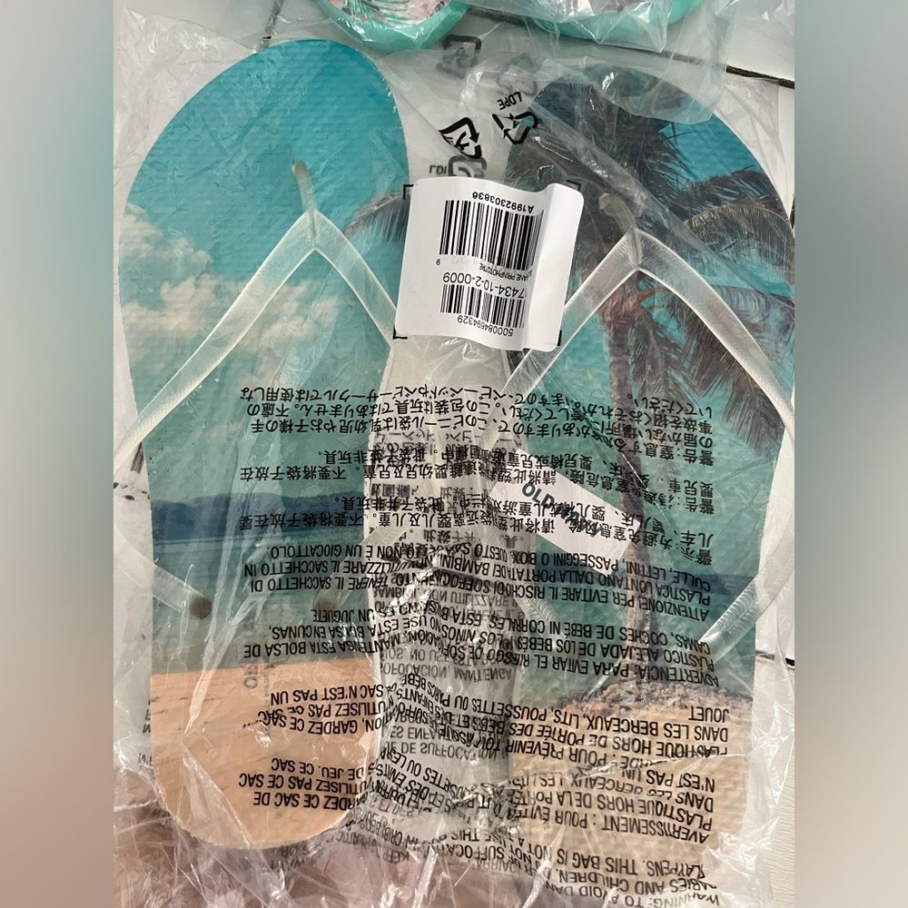 Old Navy flip flops Sandals Beach Hawaiana new women’s 9 palm tree - Picture 5 of 5